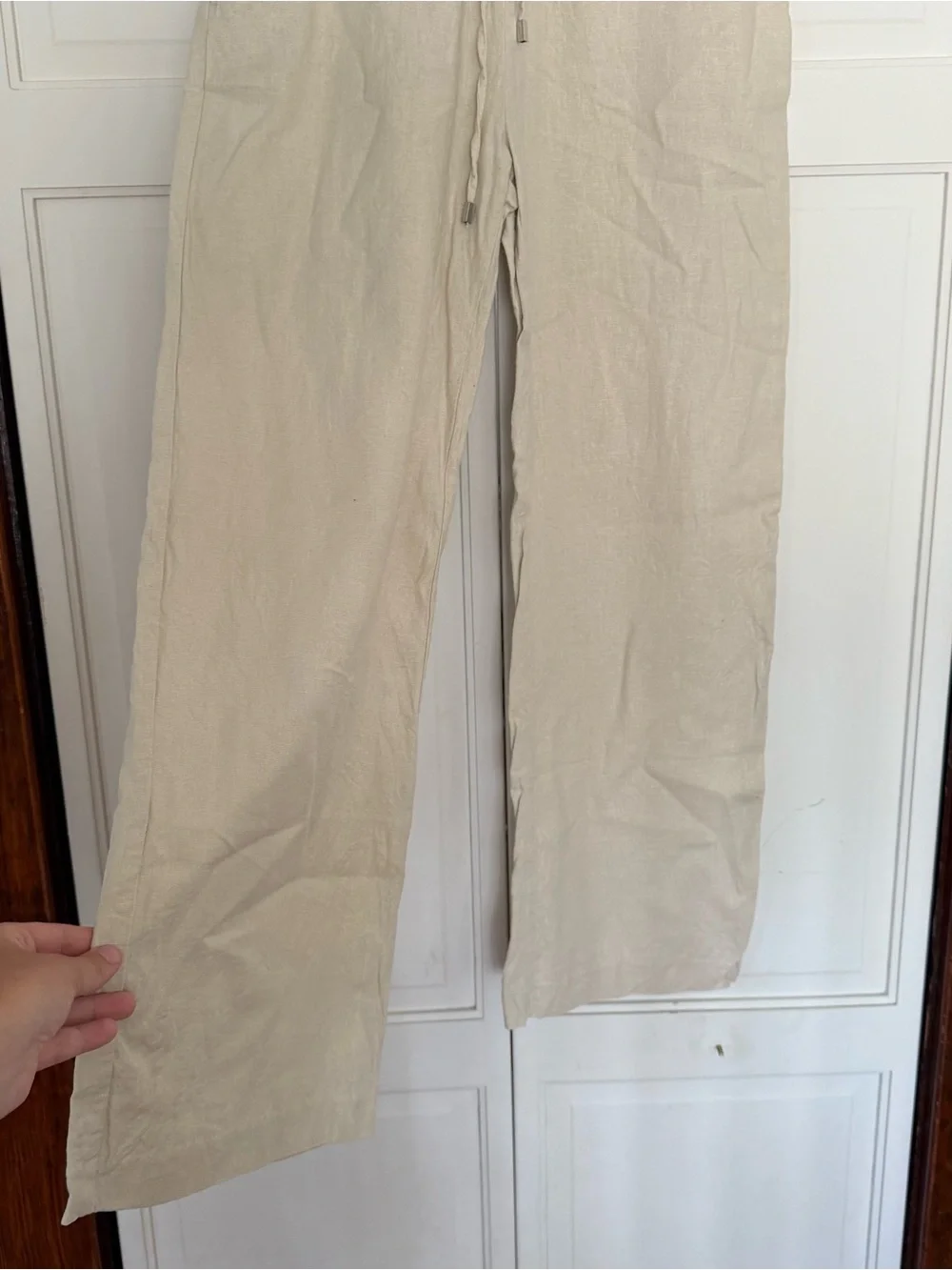 Zara linen blend beige wide leg trouser pants size small
